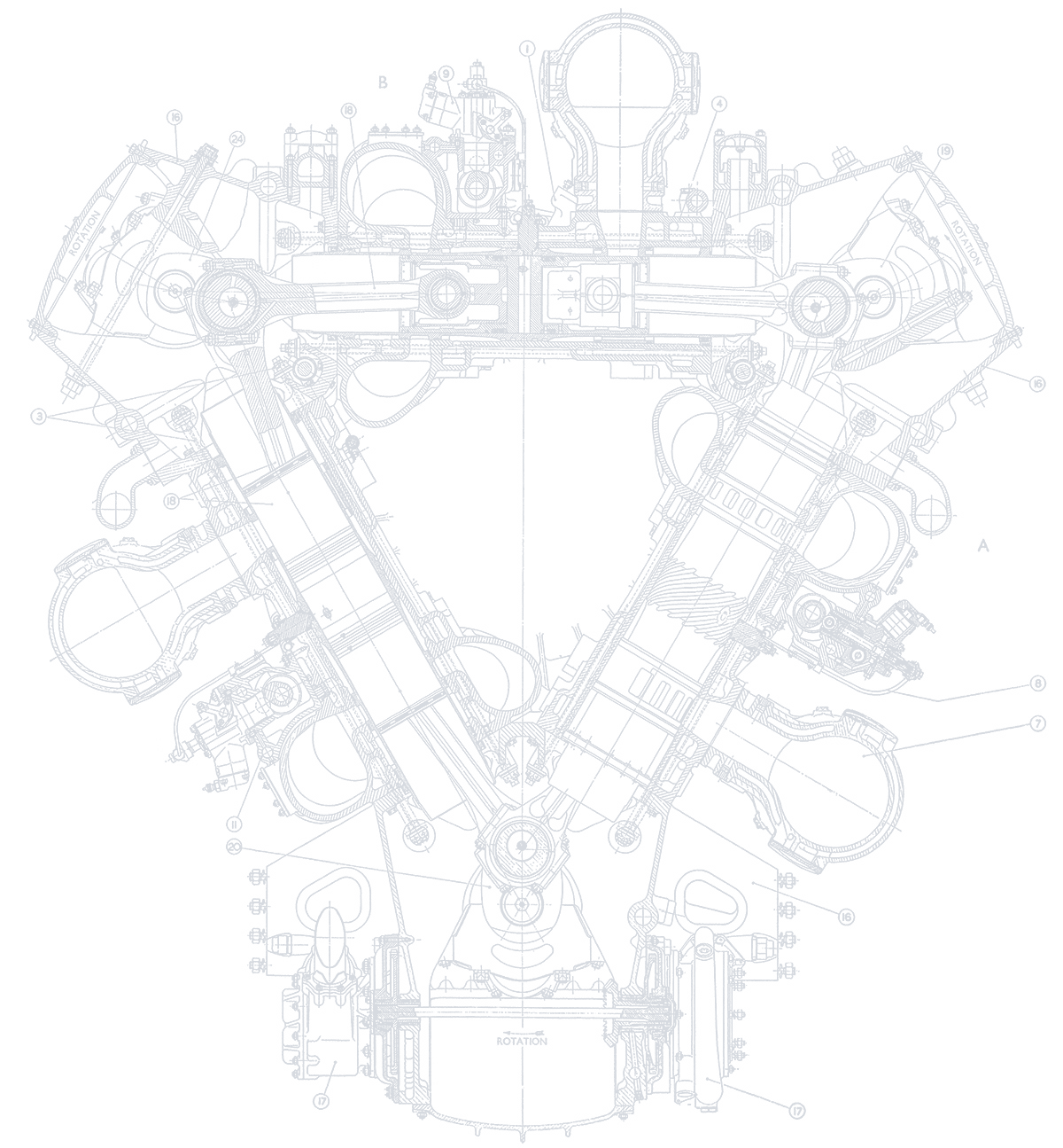 Napier Deltic engine cross-section